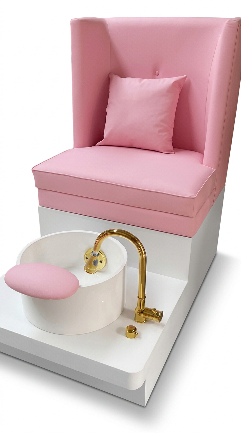 Rosette High-Back Pedicure Throne — Pink