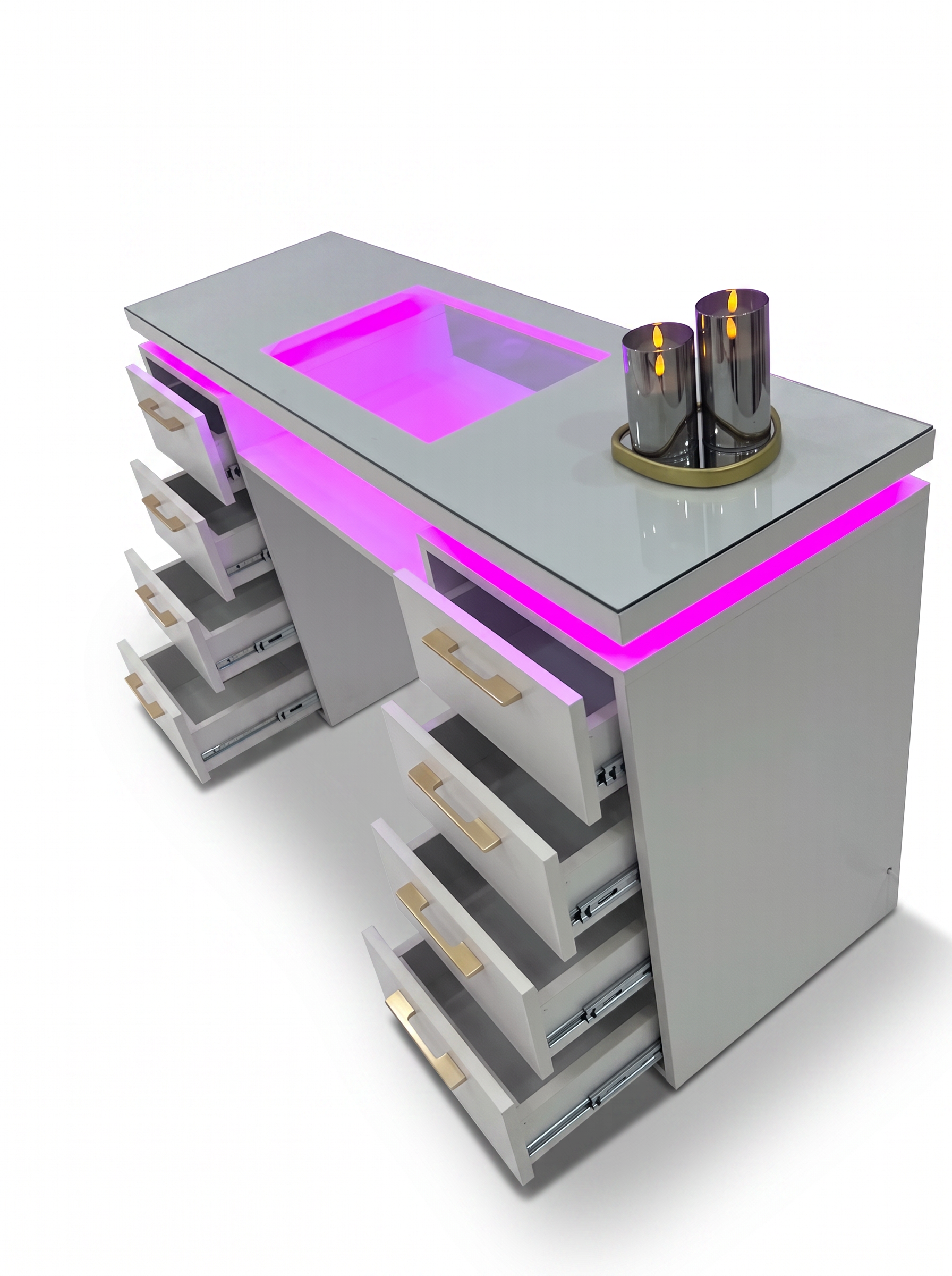 LED Glow Nail Station — White & Gold